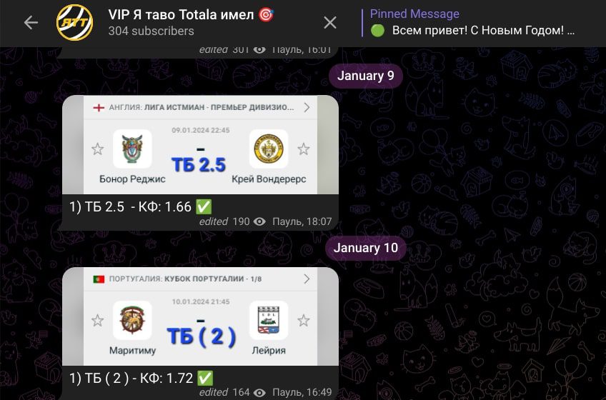 Тотала имел телеграм прогнозы