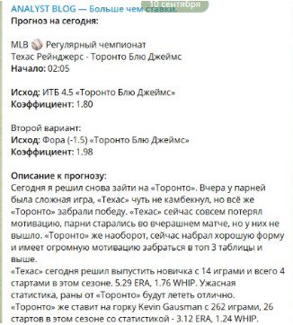 ANALYST BLOG телеграм пост прогноз