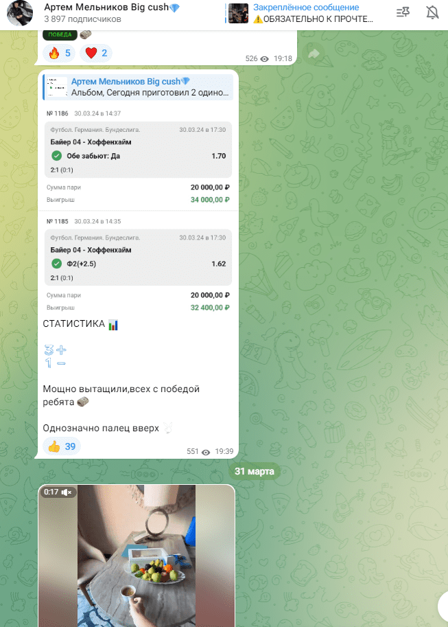 артем мельников каппер отзывы