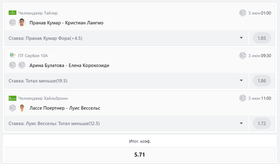 Экспресс на теннис